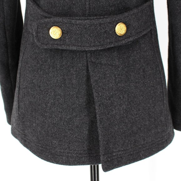 J. Crew Stadium Cloth Nello Gori Wool Blend Double Breasted Grey Pea Coat 0 XS - Picture 6 of 8